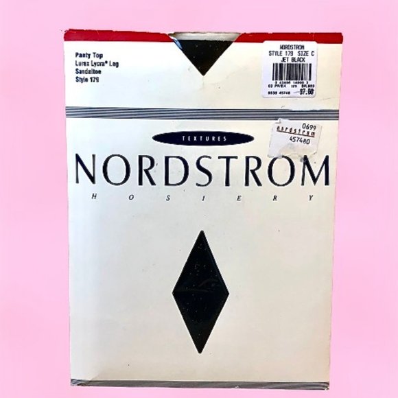 Vintage 90s Nordstrom Pantyhose JET BLACK METALLIC SPRINKLES size C - Picture 1 of 9